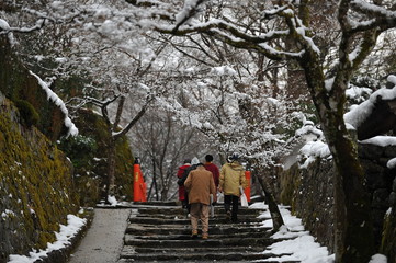 雪が降った年末の大原の里です