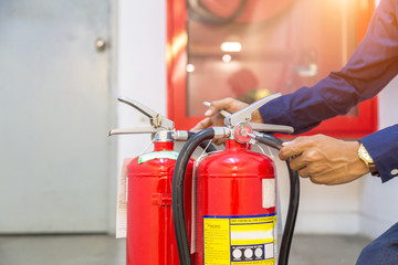 Engineer checking Industrial fire control system,Fire Alarm controller, Fire notifier, Anti...