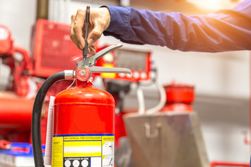 Engineer checking Industrial fire control system,Fire Alarm controller, Fire notifier, Anti...