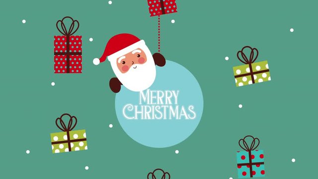 happy merry christmas card with santa claus