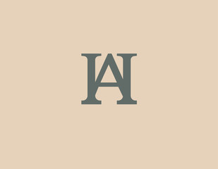 Simple abstract logo sign two letters A and H typography monogram for company
