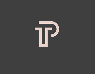 Fototapeta premium Creative abstract logo sign two letters P and T typography for company