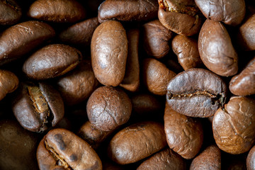 close up of roasted coffee beans