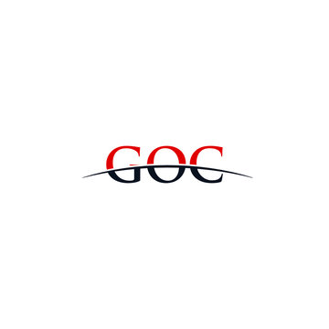 Initial letter GOC, overlapping movement swoosh horizon logo company design inspiration in red and dark blue color vector