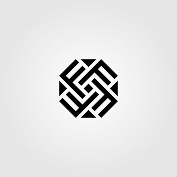 initial letter F octagon logo design vector icon illustration