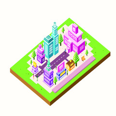 Isometric city building vector illustration of house on white background
