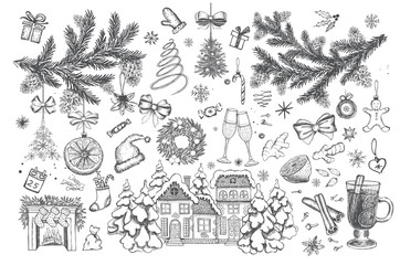 Christmas design element in doodle style.  Vector illustration. 