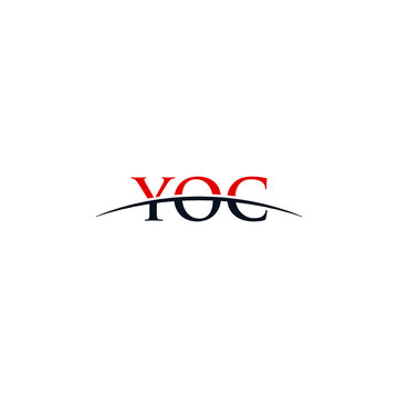 Initial letter YOC, overlapping movement swoosh horizon logo company design inspiration in red and dark blue color vector