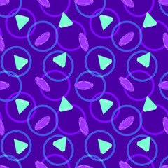 Gems seamless vector pattern on purple background for packaging, design, decoration.