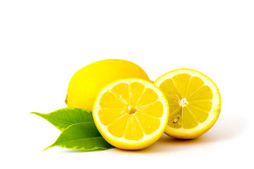 fresh lemons on white background