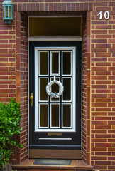 Old wooden house door in German small town, Geldern