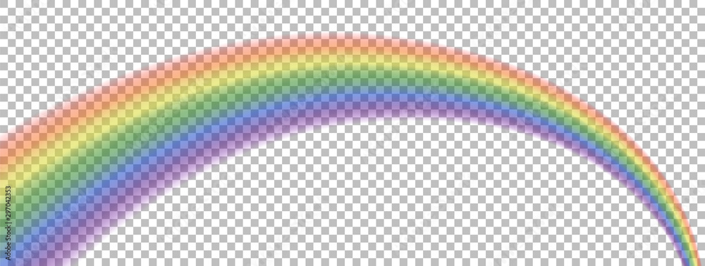 Wall mural translucent rainbow arcing from afar to the foreground. isolated element for your design. no backgro