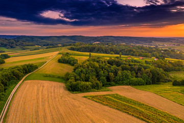 Fototapeta premium Beautiful Bilogora from above (Babotok, Municipality of Kapela, Bjelovar Bilogora County, Croatia)