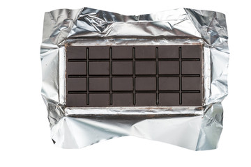 chocolate bar at foil isolated