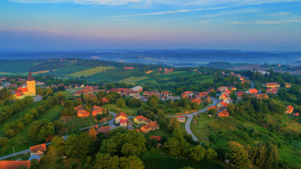 Fototapeta na wymiar Beautiful Bilogora from above (Kapela, Municipality of Kapela, Bjelovar Bilogora County, Croatia)