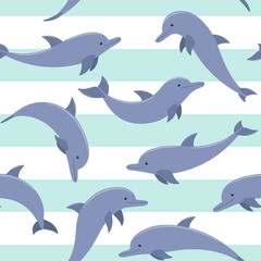 seamless pattern with dolphins. vector