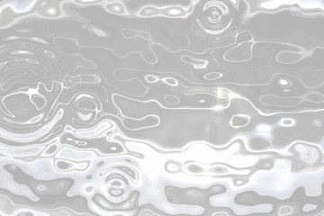 Rippled water surface. Raindrops. White gray gradient transparent background. 3d rendering