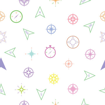 compass seamless pattern background icon.