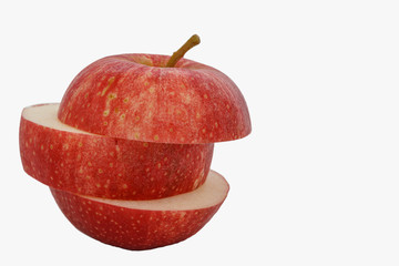 Slices apple on isolated white background