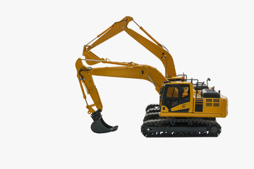 Excavator loader  model with isolated on  a white background,Used for  examples