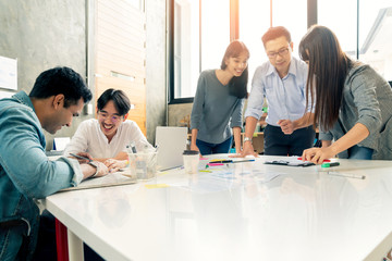 Group of colleagues having an informal meeting ,Business people discussing ideas in office
