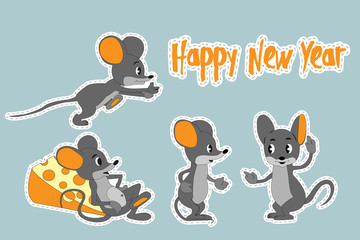 Rat stickers 2020 symbol. Animal stickers 1