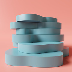 Abstract podium on coral color background. 3d rendering