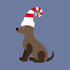 Dog in christmas costume illustration