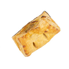 Fresh Homemade Chicken Puff Pastry. Bread and Bakery Products Isolated on White background