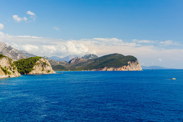 Sea and mountains view. Petrovac na Moru in Montenegro