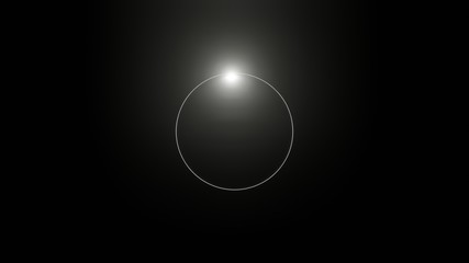 3d illustration of  glow white light round shape with light spot from above in the dark space 