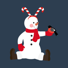 Snowman in christmas costume illustration