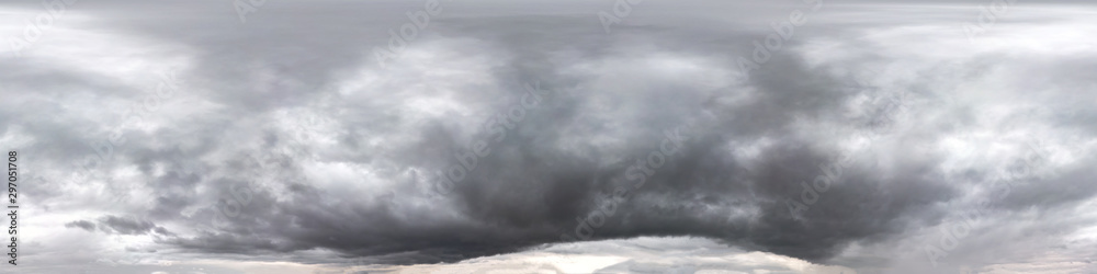 Wall mural seamless cloudy dark sky before storm hdri panorama 360 degrees angle view with beautiful clouds wit