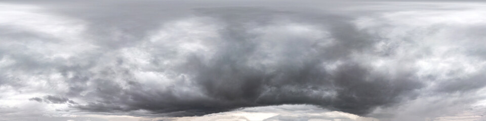 Seamless cloudy dark sky before storm hdri panorama 360 degrees angle view with beautiful clouds ...