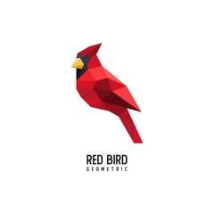 Geometric red bird shape logo vector
