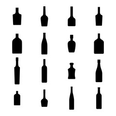 Alcohol bottles icons set, vector illustration.