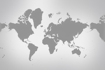 simple monochrome color world map, abstract worldwide symbol