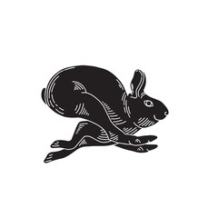 Rabbit abstract minimal simple geometric logo design icon template silhouette isolated with white background