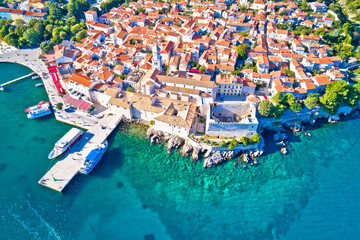 Idyllic Adriatic island town of Krk aerial view