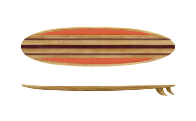 Vintage wood surfboard isolated - 297056719
