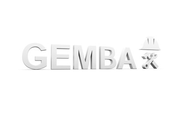 GEMBA concept white background 3d render illustration