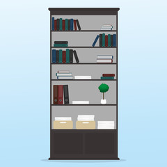 Office cupboard with documents. Vector illustration of a cupboard with documents and papers.
