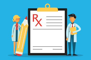 Medical prescription. A white empty document form
