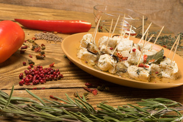 cheese with spices and wine - 297058965