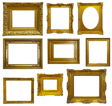 Set of luxury gilded  frame. Isolated over white background
