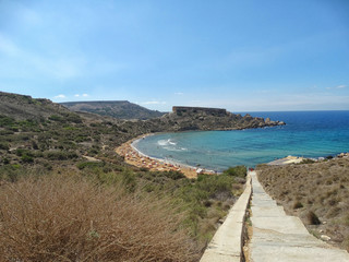Fototapeta na wymiar Ghajn Tuffieha Beach in Malta