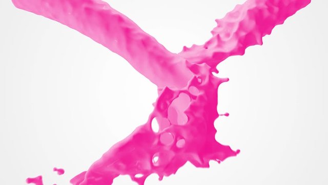 Color pastel paint splashing. 3d render animation. cosmetic or paint liquids. 4k footage. Green screen.