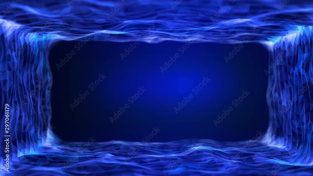 Wall mural wave surface gateway of space tunnel portal for future with grid wireframe wall dot line and circle 