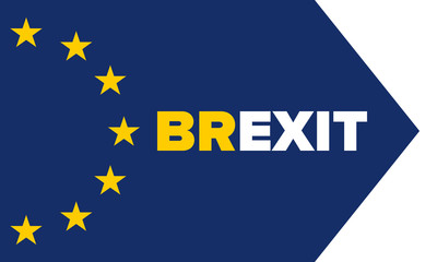 Brexit poster. UK leaving EU. Crisis in relations between the United Kingdom and the European Union. Vote for new deal. Brexit without deal. Great Britain and Europe flags. Vector illustration 