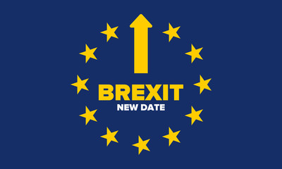 Brexit poster. UK leaving EU. Crisis in relations between the United Kingdom and the European Union. Vote for new deal. Brexit without deal. Great Britain and Europe flags. Vector illustration 